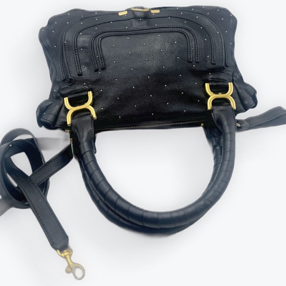 Chloe Medium Black Leather Studded Marcie Convertible 2way Satchel Ltd Edition - Picture 6 of 16